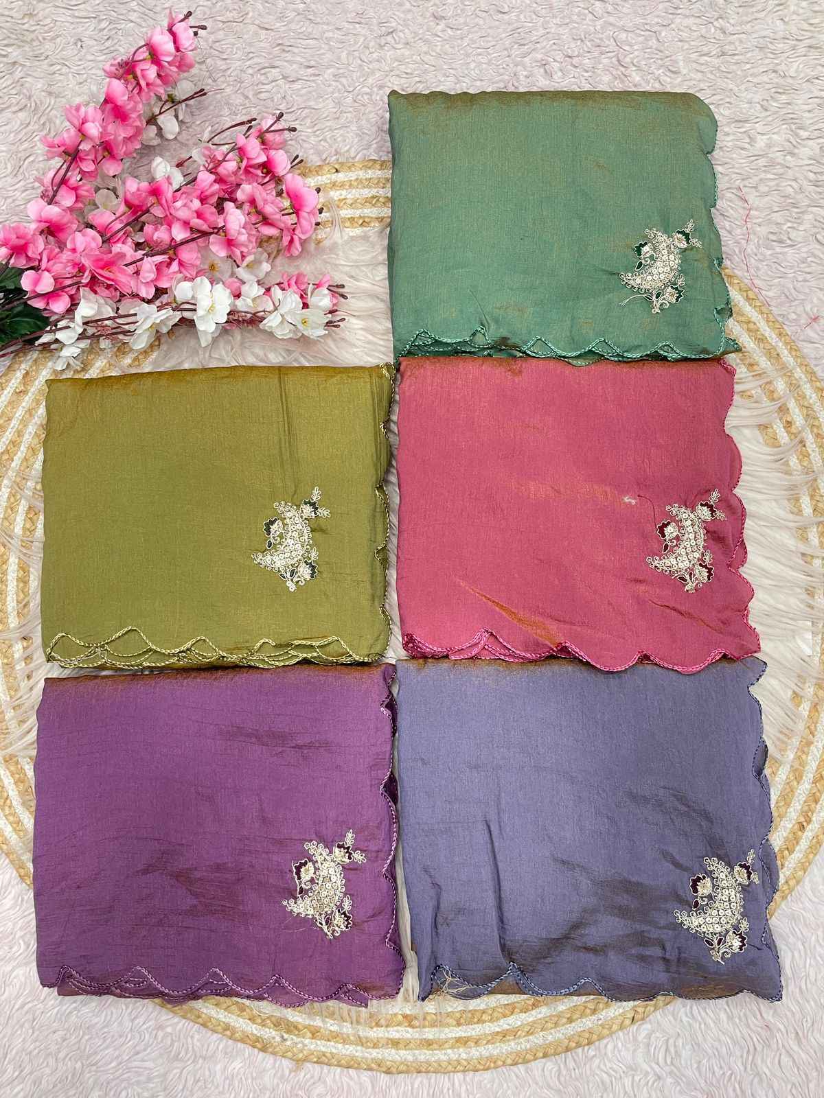 NC SATTIN TWO TON DESIGNER BEEDS WORK SAREE AT WHOLESALE PRICE  