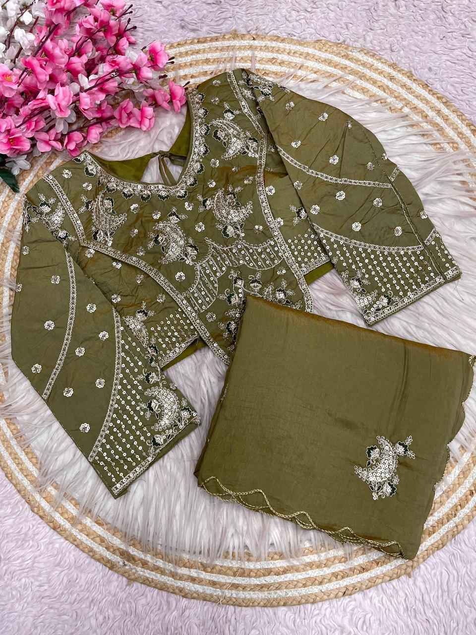 NC SATTIN TWO TON DESIGNER BEEDS WORK SAREE AT WHOLESALE PRICE  