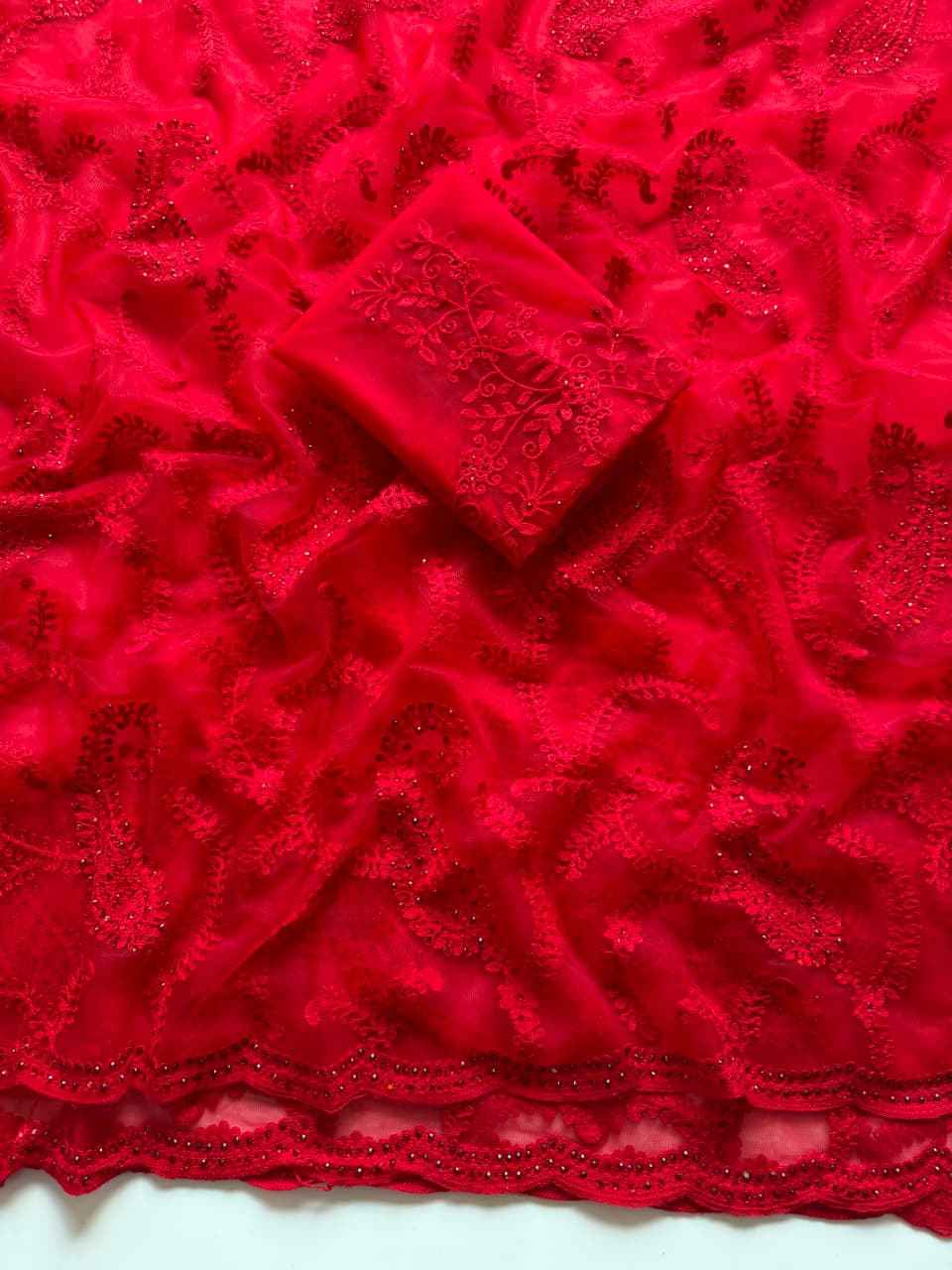 SOFT BUTTERFLY NET HEAVY THREAD AND DIAMOND WORK SAREE AT WHOLESALE PRICE 