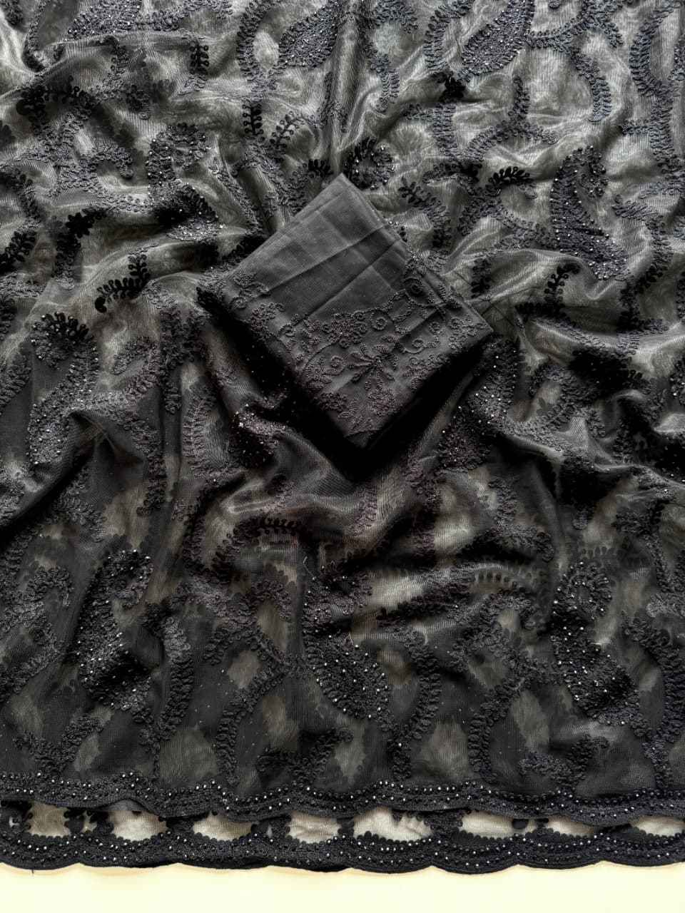 SOFT BUTTERFLY NET HEAVY THREAD AND DIAMOND WORK SAREE AT WHOLESALE PRICE 