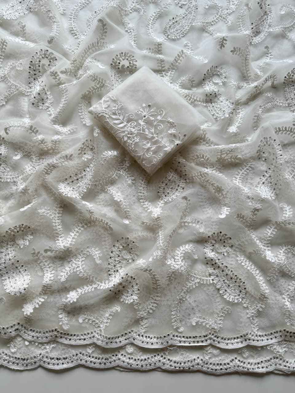 SOFT BUTTERFLY NET HEAVY THREAD AND DIAMOND WORK SAREE AT WHOLESALE PRICE 