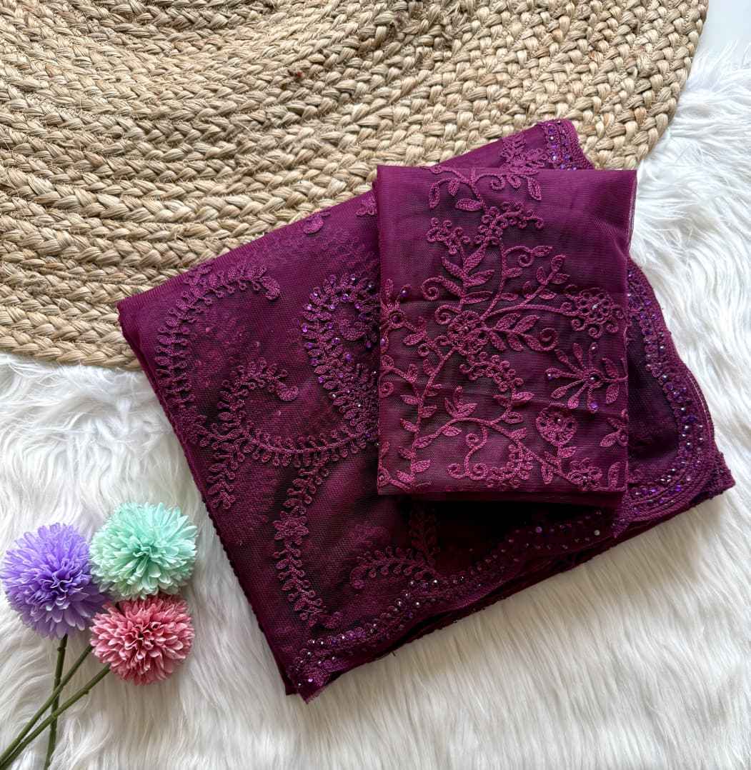 SOFT BUTTERFLY NET HEAVY THREAD AND DIAMOND WORK SAREE AT WHOLESALE PRICE 