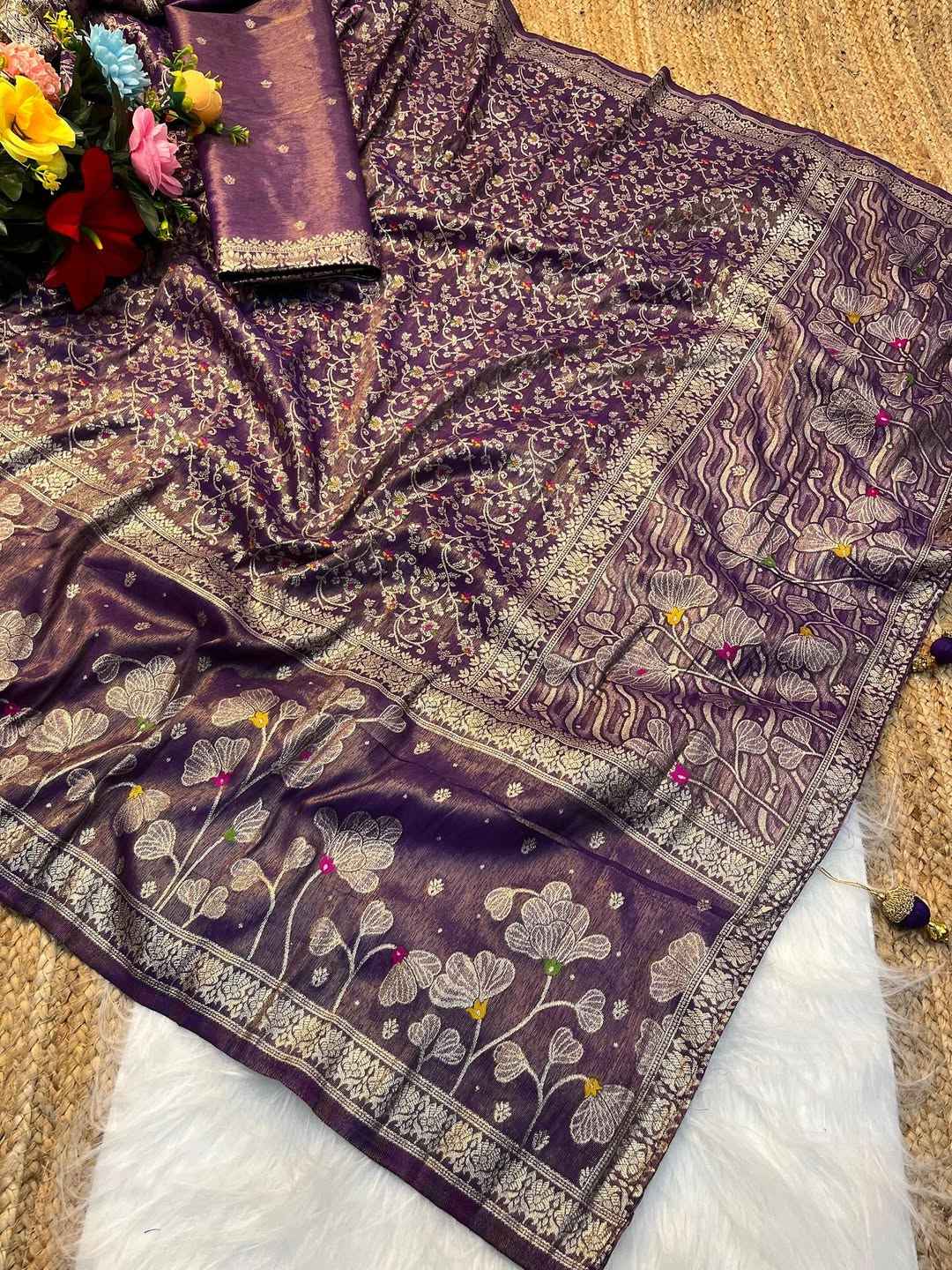 ORGANZA TISSUE SILK ZARI WEAVING PICHWAI SAREE AT WHOLESALE PRICE