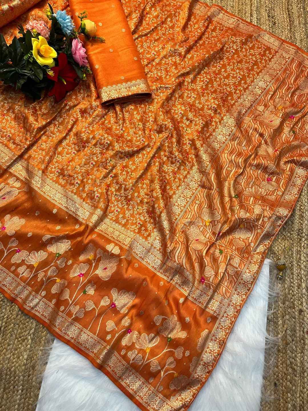 ORGANZA TISSUE SILK ZARI WEAVING PICHWAI SAREE AT WHOLESALE PRICE