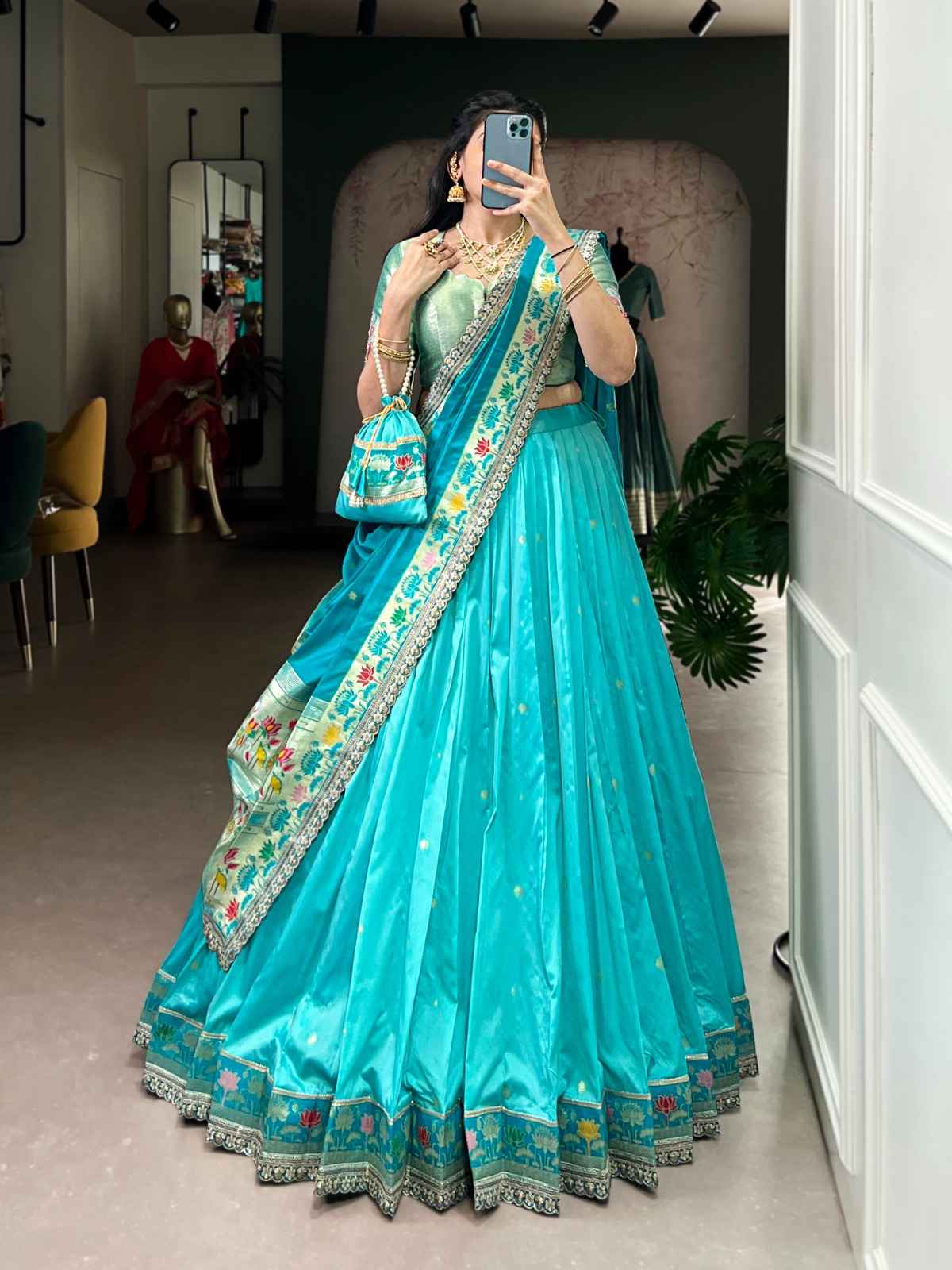 PAITHANI SOFT SILK ZARI WEAVING SEQUENCE WORK LEHENGA CHOLI AT WHOLESALE PRICE