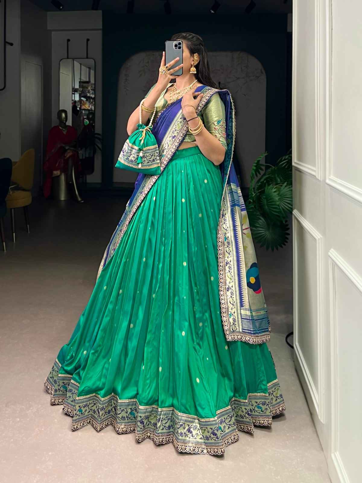 PAITHANI SOFT SILK ZARI WEAVING SEQUENCE WORK LEHENGA CHOLI AT WHOLESALE PRICE