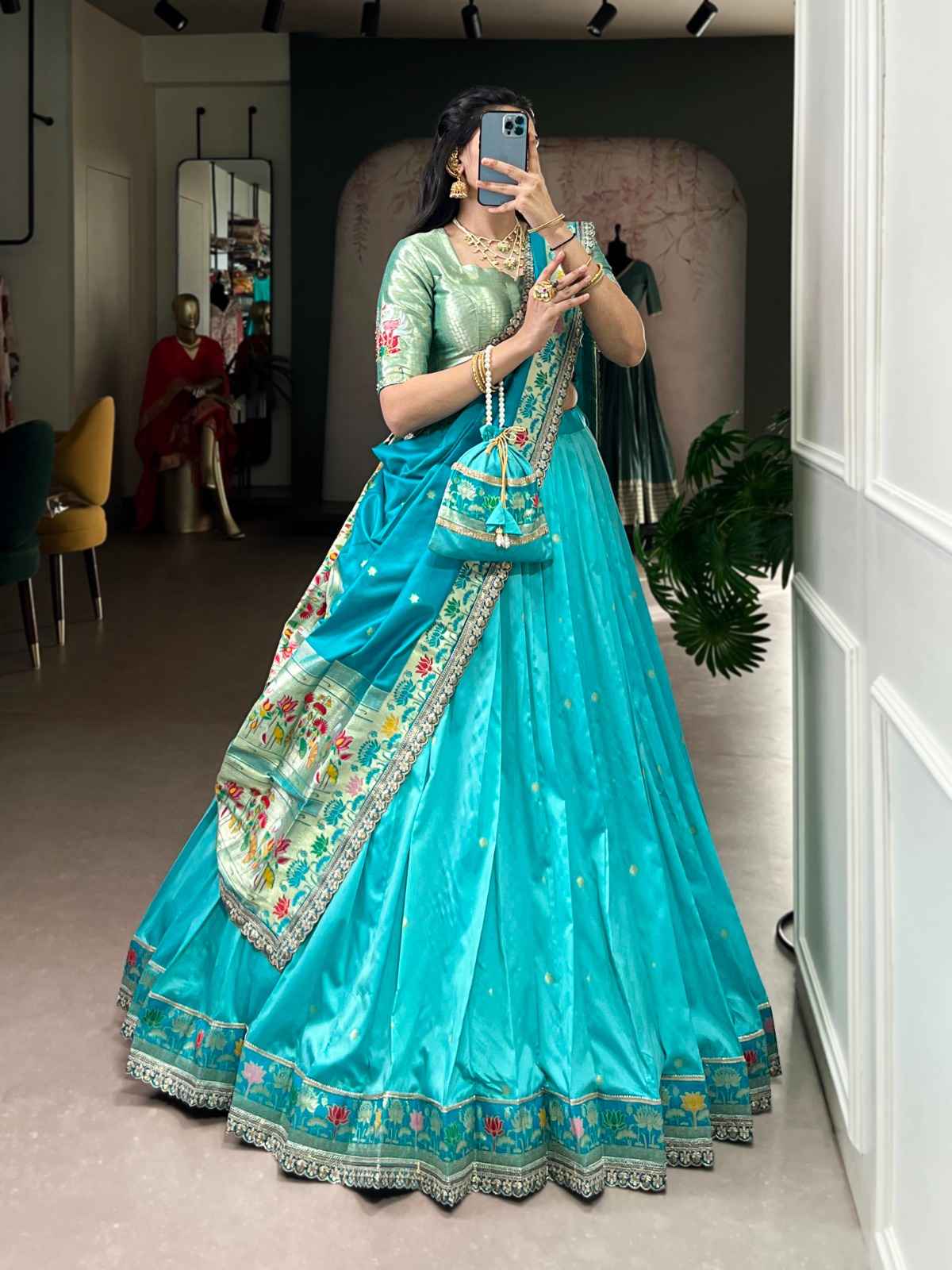 PAITHANI SOFT SILK ZARI WEAVING SEQUENCE WORK LEHENGA CHOLI AT WHOLESALE PRICE