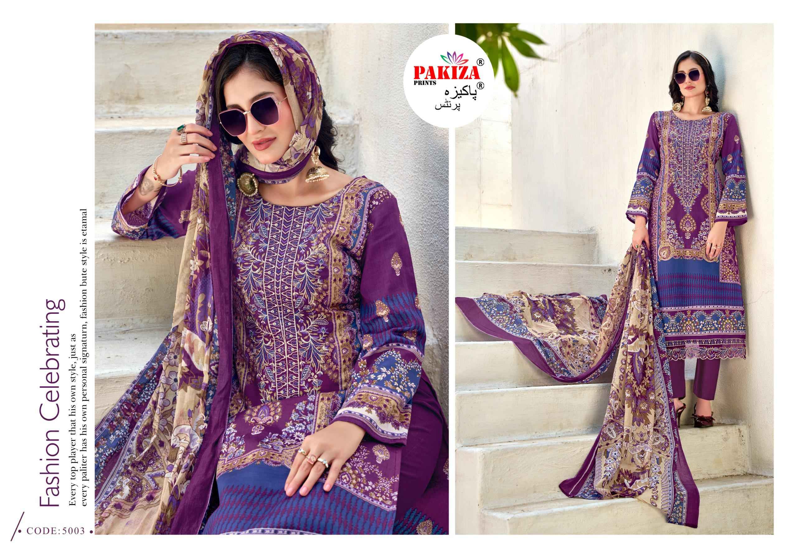 PAKIZA FARMAISH VOL-5 JAM SATIN KASHMIRI EMBROIDERY DRESS MATERIAL AT WHOLESALE PRICE  