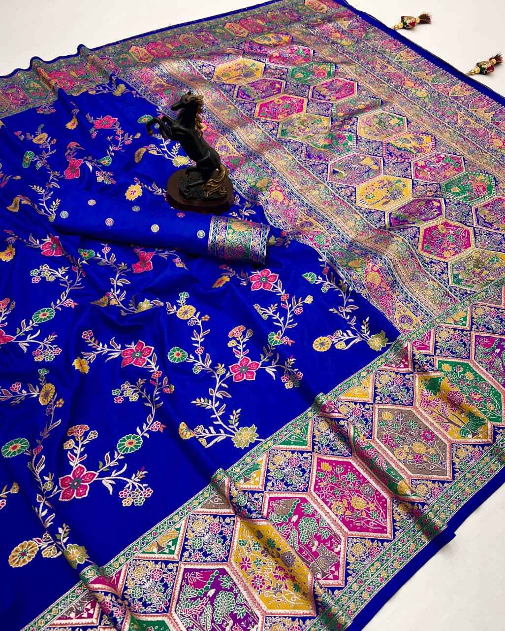 PASHMINA SILK KASHMIRI RICH MEENAKARI WOVEN SAREE AT WHOLESALE PRICE  