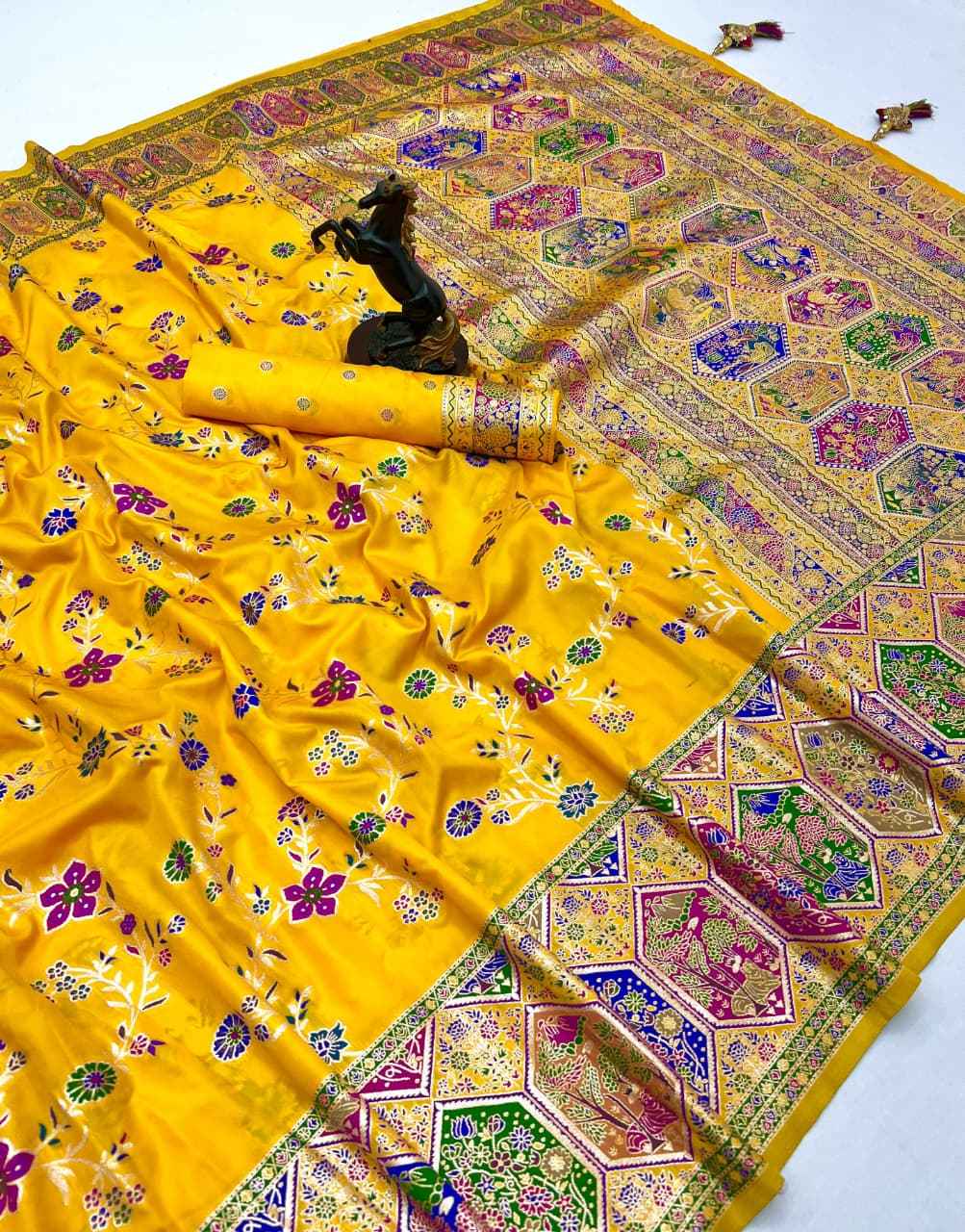 PASHMINA SILK KASHMIRI RICH MEENAKARI WOVEN SAREE AT WHOLESALE PRICE  