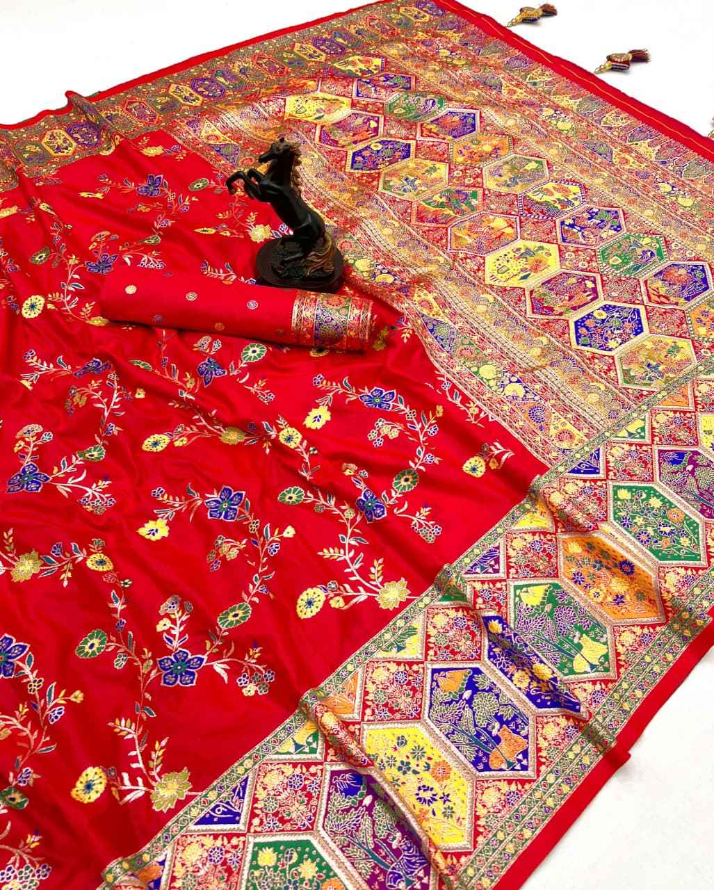 PASHMINA SILK KASHMIRI RICH MEENAKARI WOVEN SAREE AT WHOLESALE PRICE  