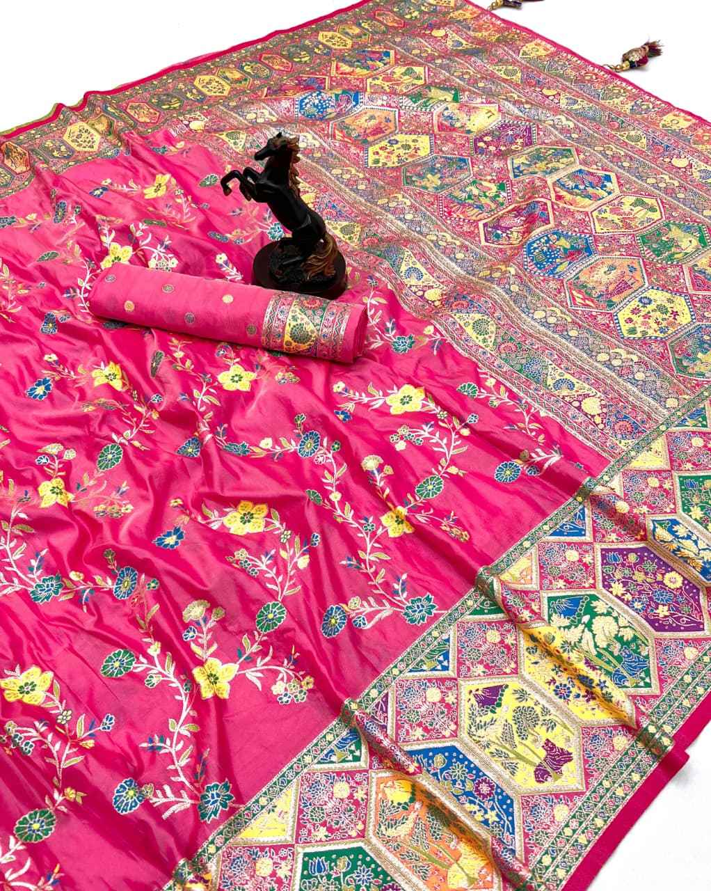 PASHMINA SILK KASHMIRI RICH MEENAKARI WOVEN SAREE AT WHOLESALE PRICE  
