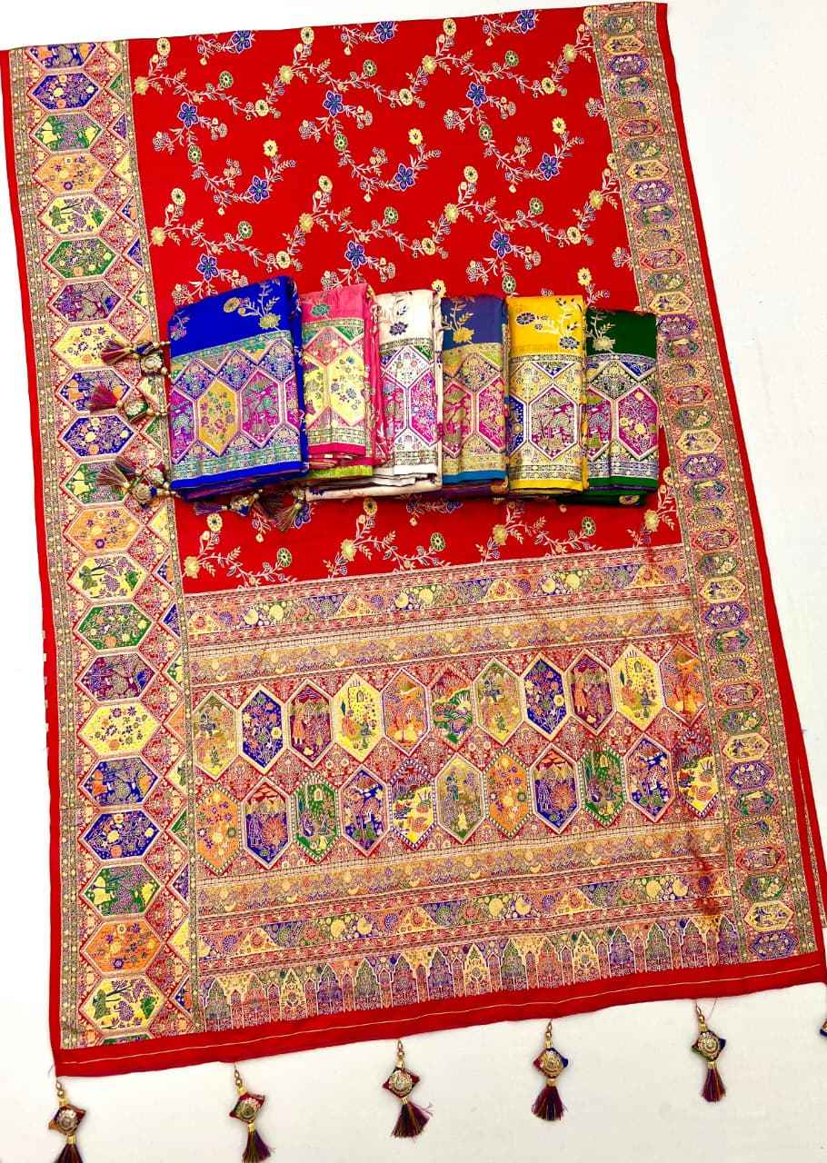 PASHMINA SILK KASHMIRI RICH MEENAKARI WOVEN SAREE AT WHOLESALE PRICE  