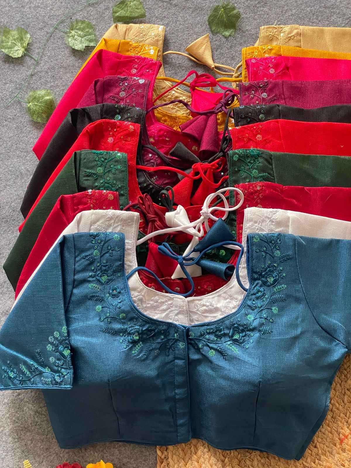 PHANTOM SILK SEQUINS WORK MULTI TONE EMBROIDERY WORK BLOUSE AT WHOLESALE PRICE  