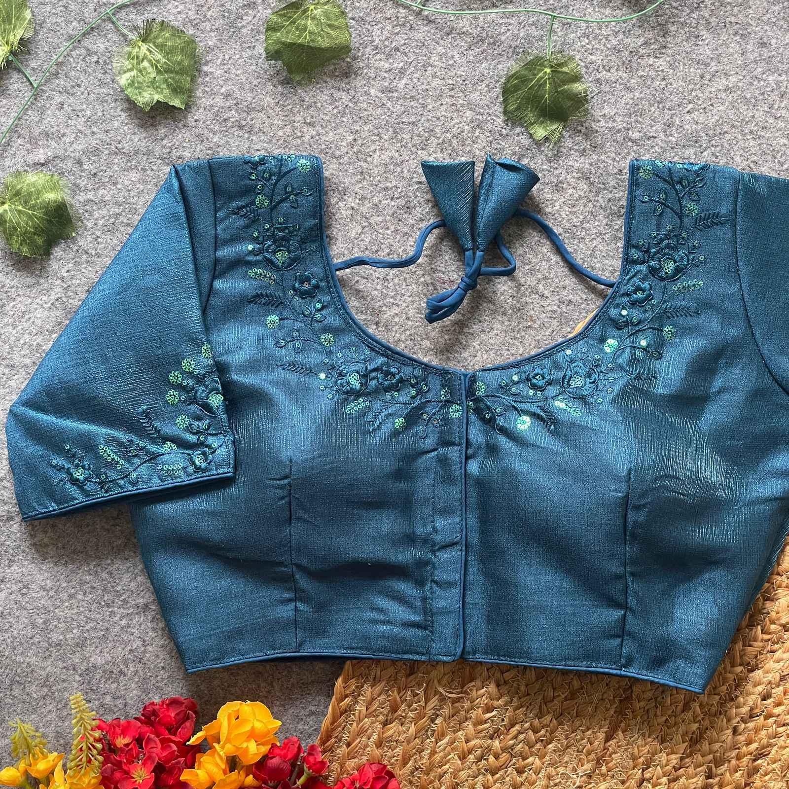 PHANTOM SILK SEQUINS WORK MULTI TONE EMBROIDERY WORK BLOUSE AT WHOLESALE PRICE  