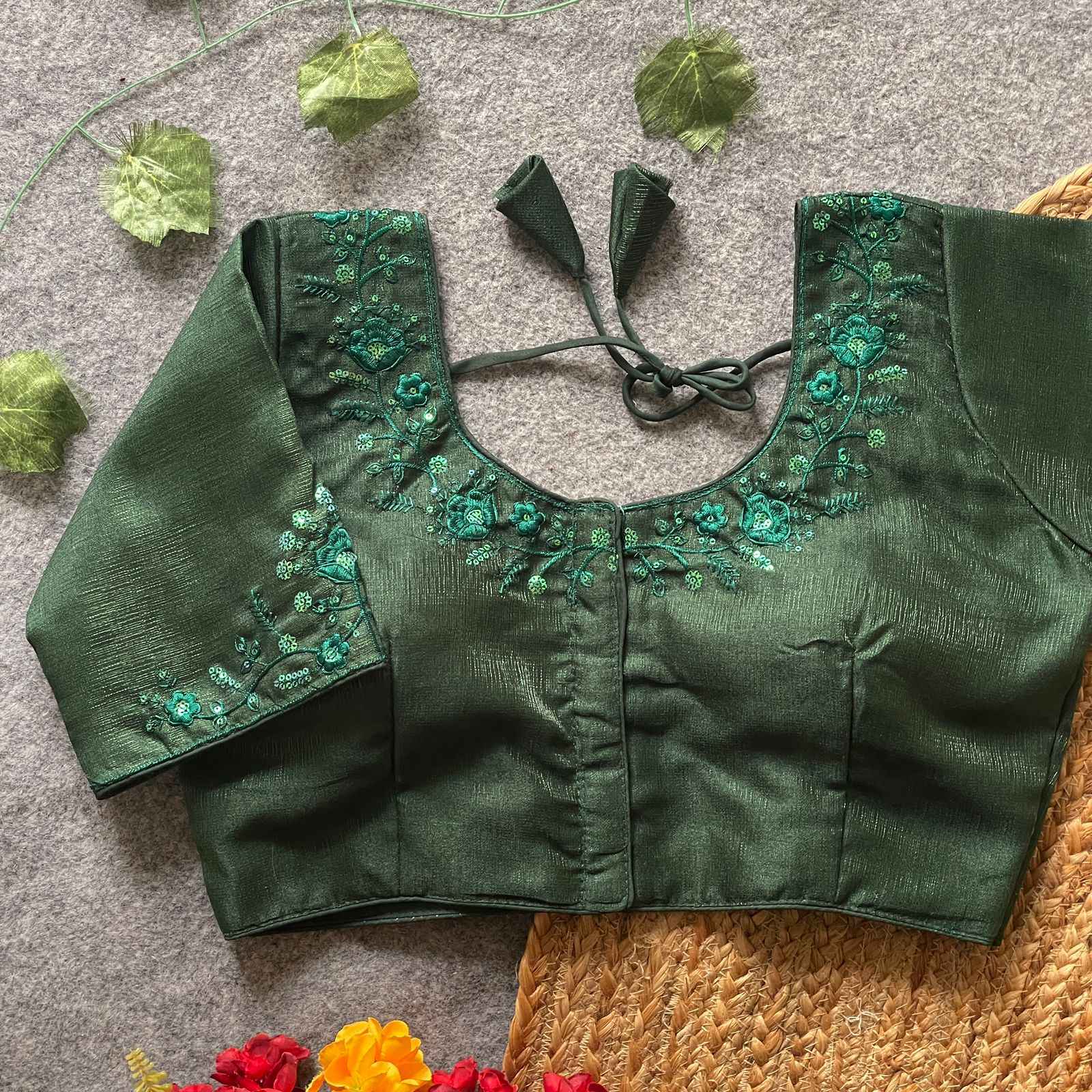 PHANTOM SILK SEQUINS WORK MULTI TONE EMBROIDERY WORK BLOUSE AT WHOLESALE PRICE  