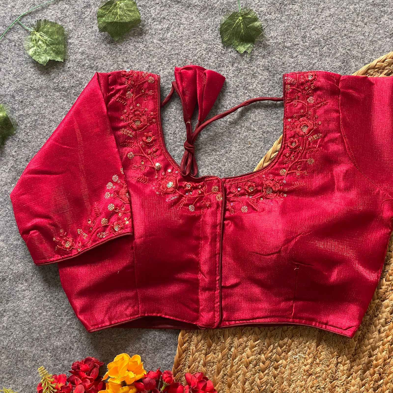 PHANTOM SILK SEQUINS WORK MULTI TONE EMBROIDERY WORK BLOUSE AT WHOLESALE PRICE  