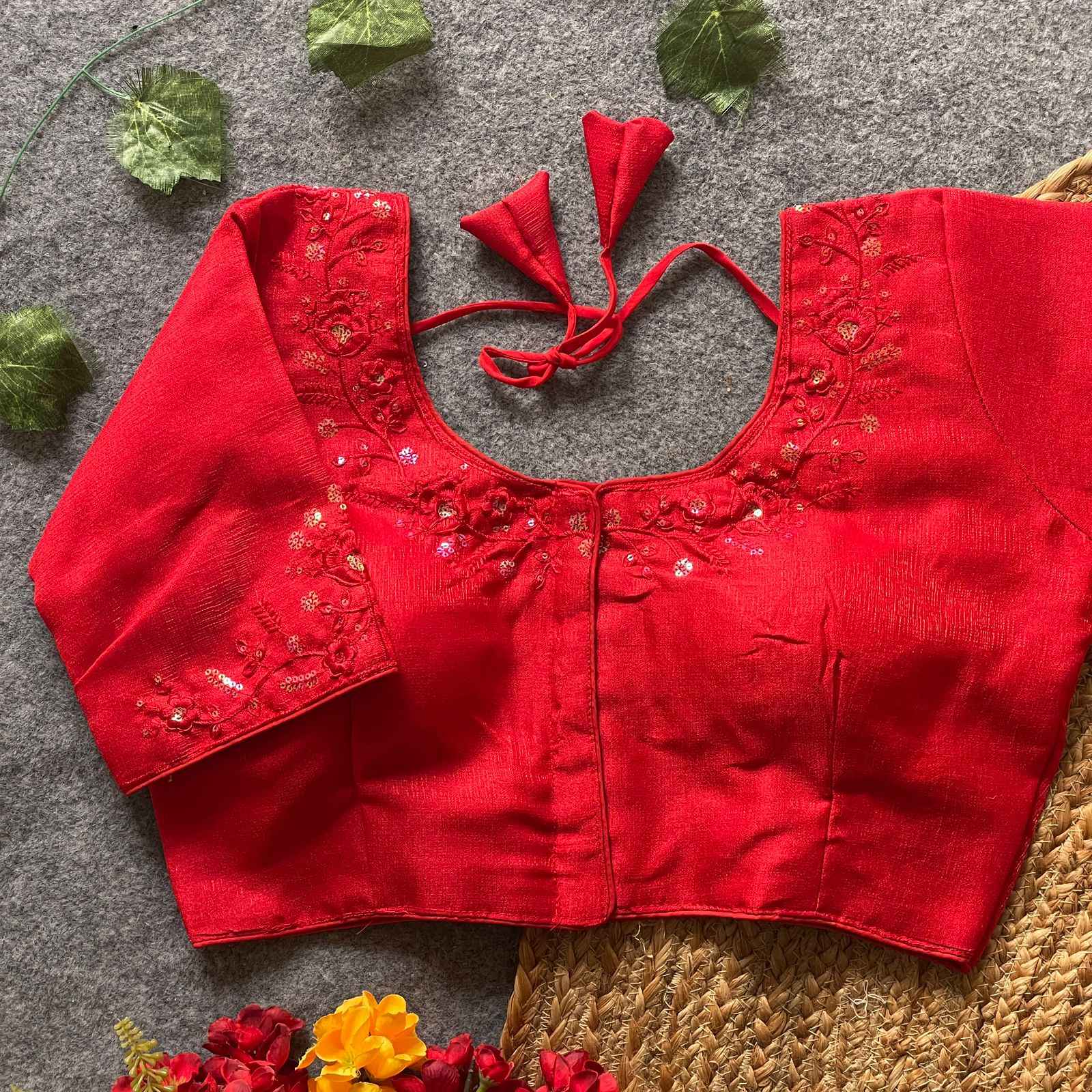 PHANTOM SILK SEQUINS WORK MULTI TONE EMBROIDERY WORK BLOUSE AT WHOLESALE PRICE  