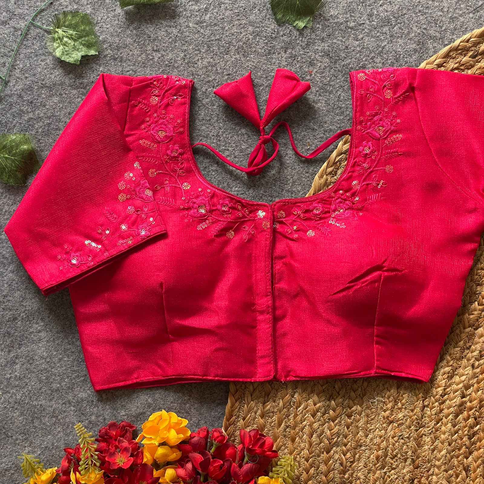 PHANTOM SILK SEQUINS WORK MULTI TONE EMBROIDERY WORK BLOUSE AT WHOLESALE PRICE  