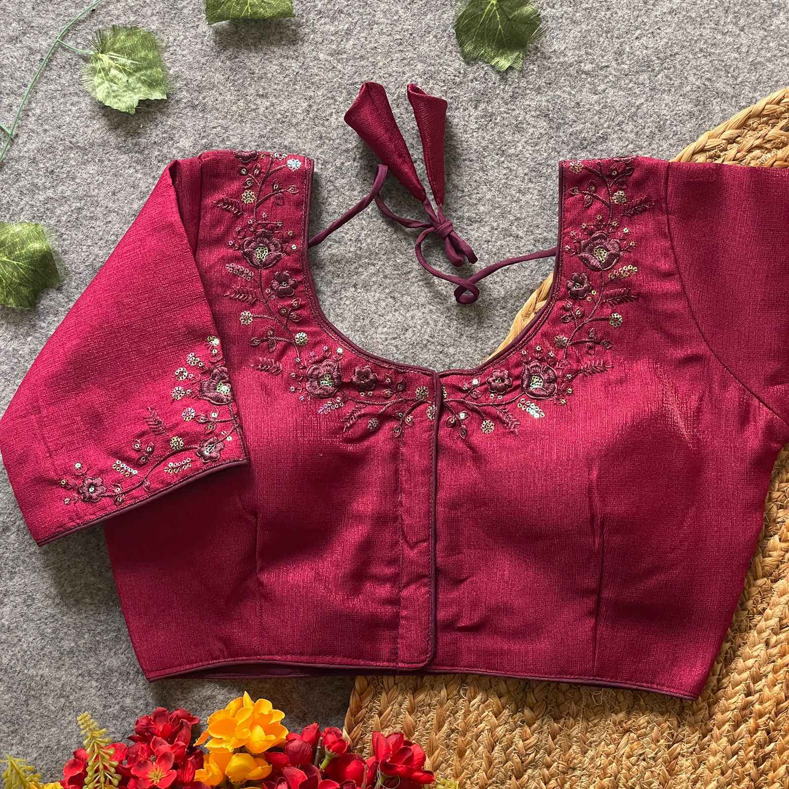 PHANTOM SILK SEQUINS WORK MULTI TONE EMBROIDERY WORK BLOUSE AT WHOLESALE PRICE  