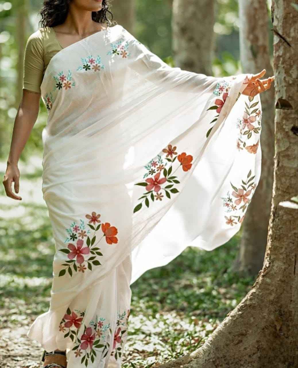 PLAIN LINEN DIGITAL PRINTED SAREE CODE MG545 AT WHOLESALE PRICE