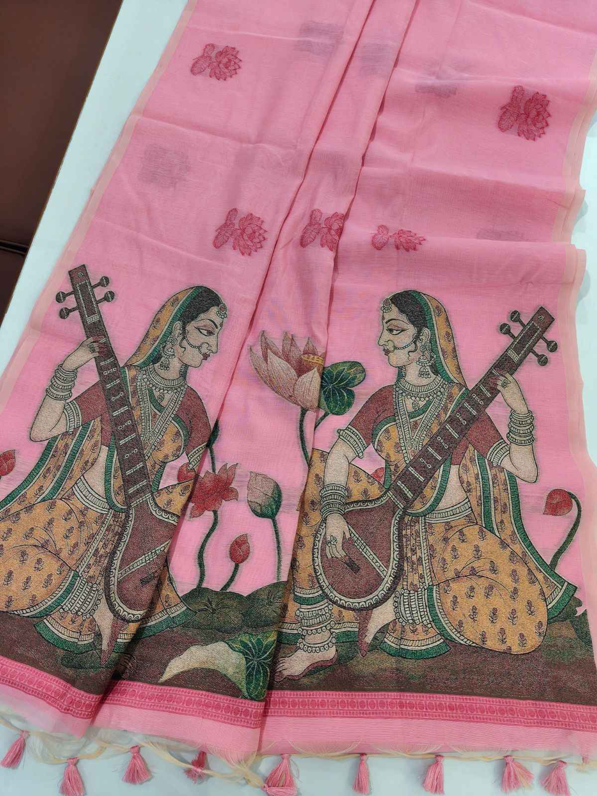 PREMIUM SOFT CHANDERI COTTON TRADITIONAL MITHILA PATTERN WEAVING SAREE  AT WHOLESALE PRICE