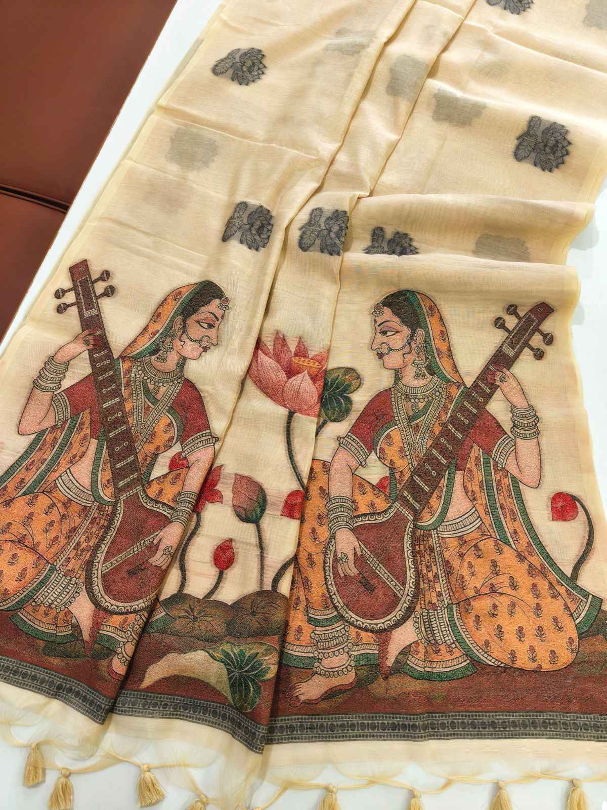 PREMIUM SOFT CHANDERI COTTON TRADITIONAL MITHILA PATTERN WEAVING SAREE  AT WHOLESALE PRICE