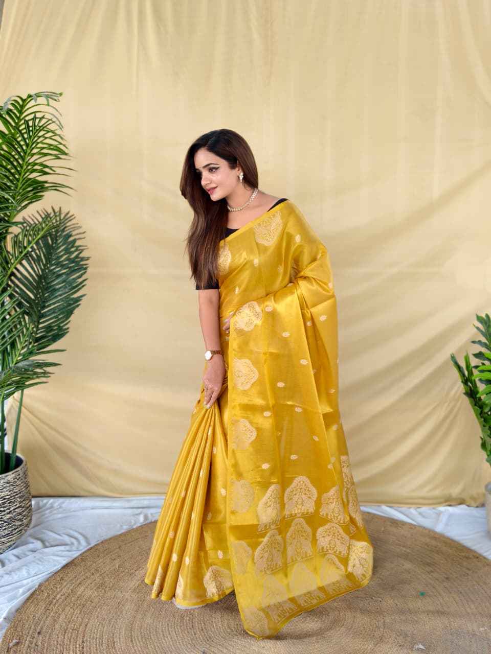 PREMIUM ZARI TISSUE WEAVING ELEPHANT PATTERN MOTIFS SAREE AT WHOLESALE PRICE