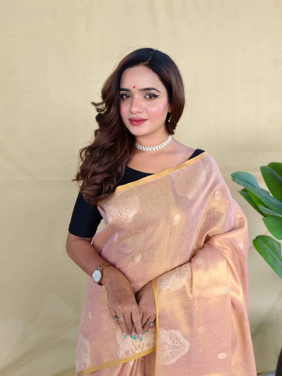 PREMIUM ZARI TISSUE WEAVING ELEPHANT PATTERN MOTIFS SAREE AT WHOLESALE PRICE