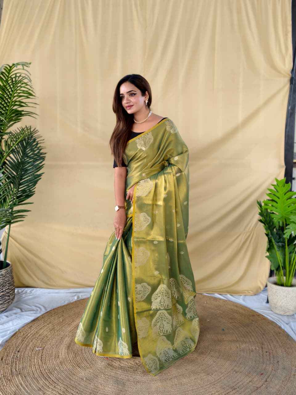PREMIUM ZARI TISSUE WEAVING ELEPHANT PATTERN MOTIFS SAREE AT WHOLESALE PRICE
