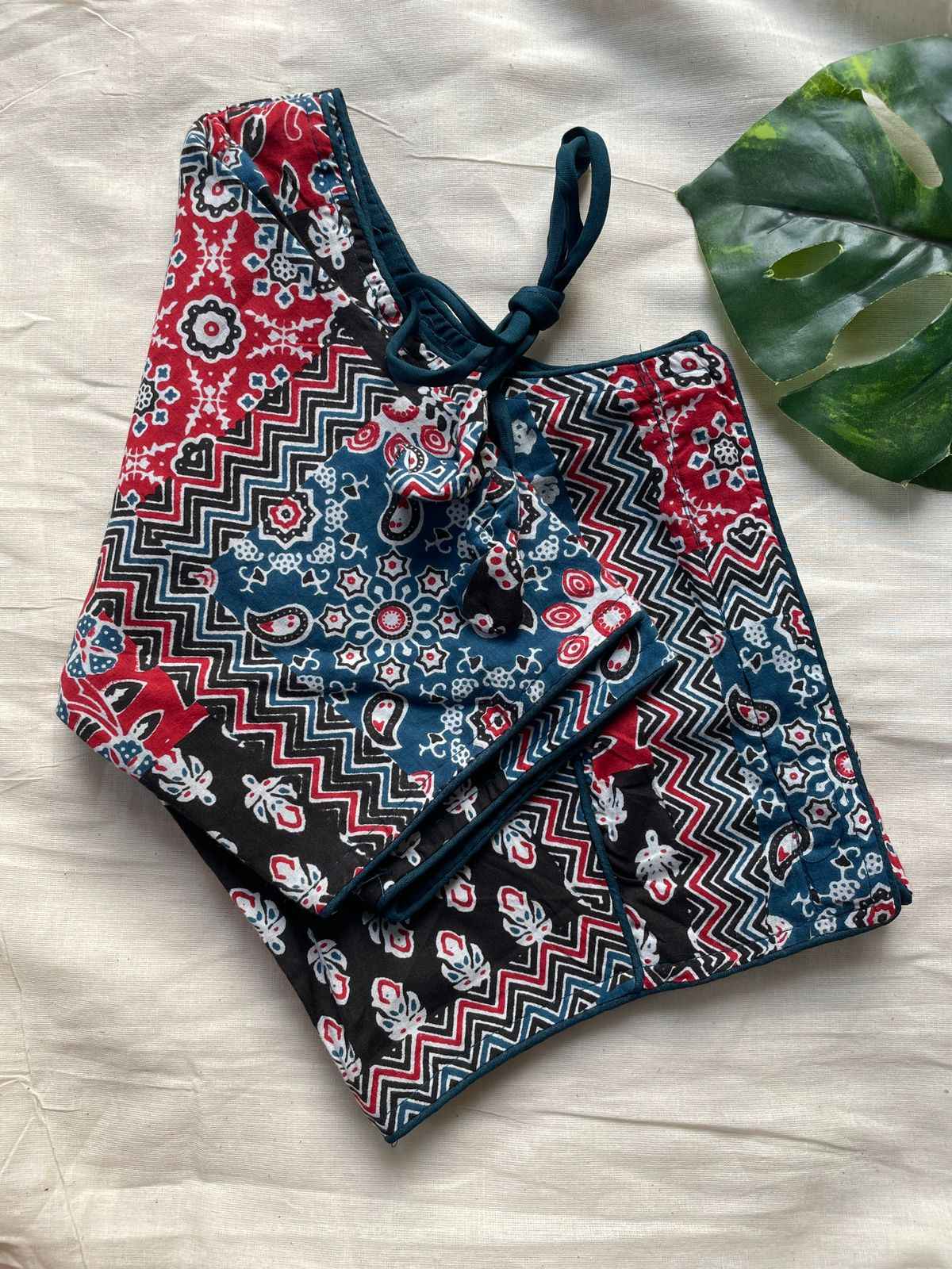 PURE AJRAKH HANDBLOCK COTTON BOARNECK BLOUSE AT WHOLESALE PRICE 