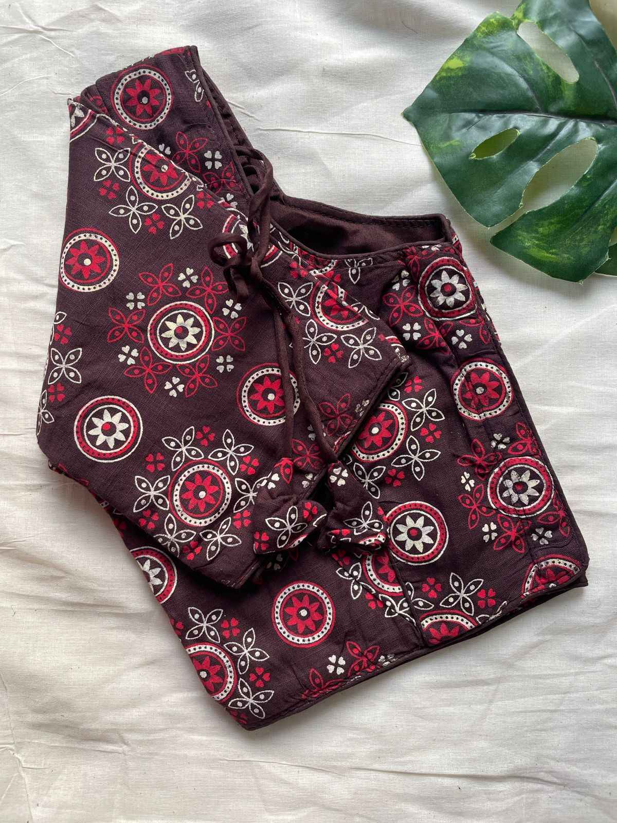 PURE AJRAKH HANDBLOCK COTTON BOARNECK BLOUSE AT WHOLESALE PRICE 