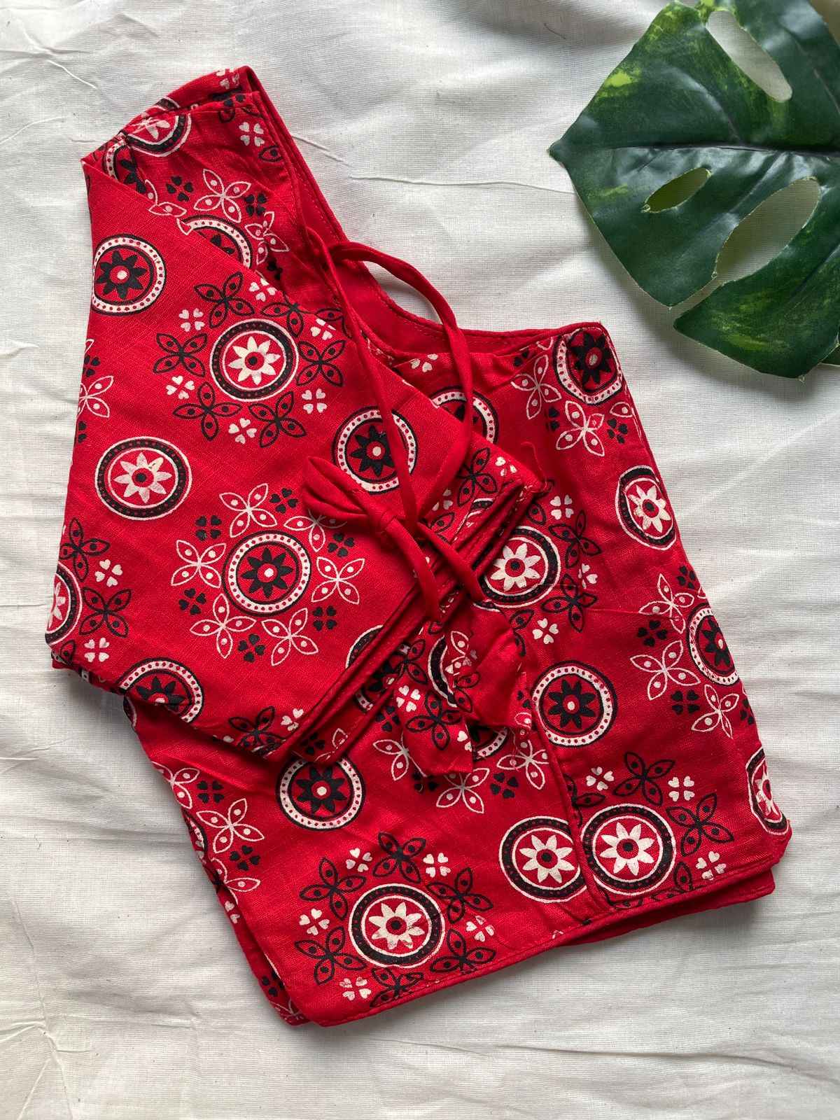 PURE AJRAKH HANDBLOCK COTTON BOARNECK BLOUSE AT WHOLESALE PRICE 