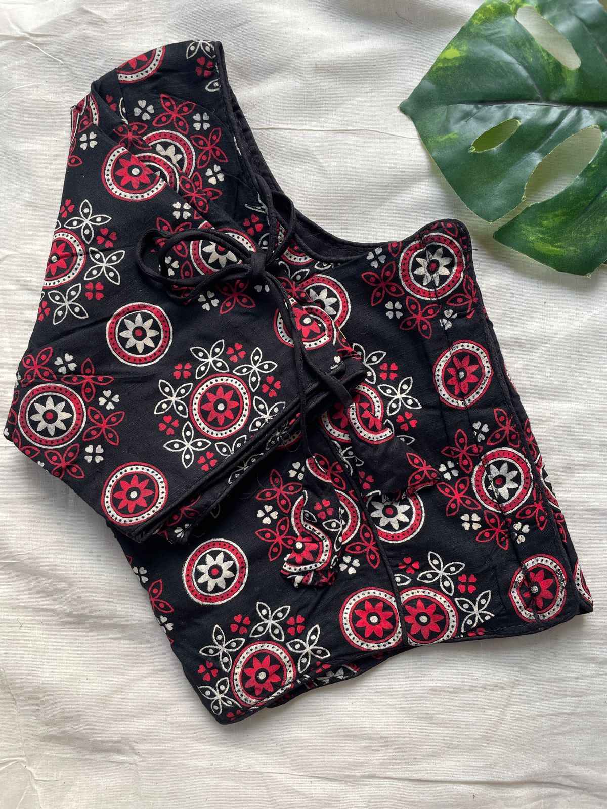 PURE AJRAKH HANDBLOCK COTTON BOARNECK BLOUSE AT WHOLESALE PRICE 