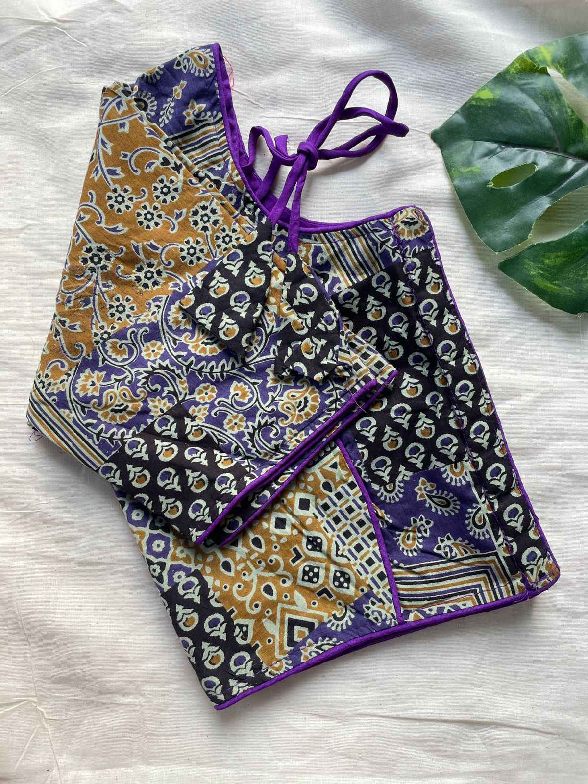 PURE AJRAKH HANDBLOCK COTTON BOARNECK BLOUSE AT WHOLESALE PRICE 