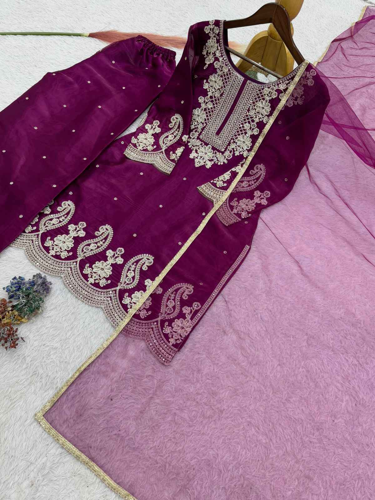  PURE GMY SILK EMBROIDERY CODING SEQUENCE WORK PAKISTANI STYLE READYMADE SUIT AT WHOLESALE PRICE