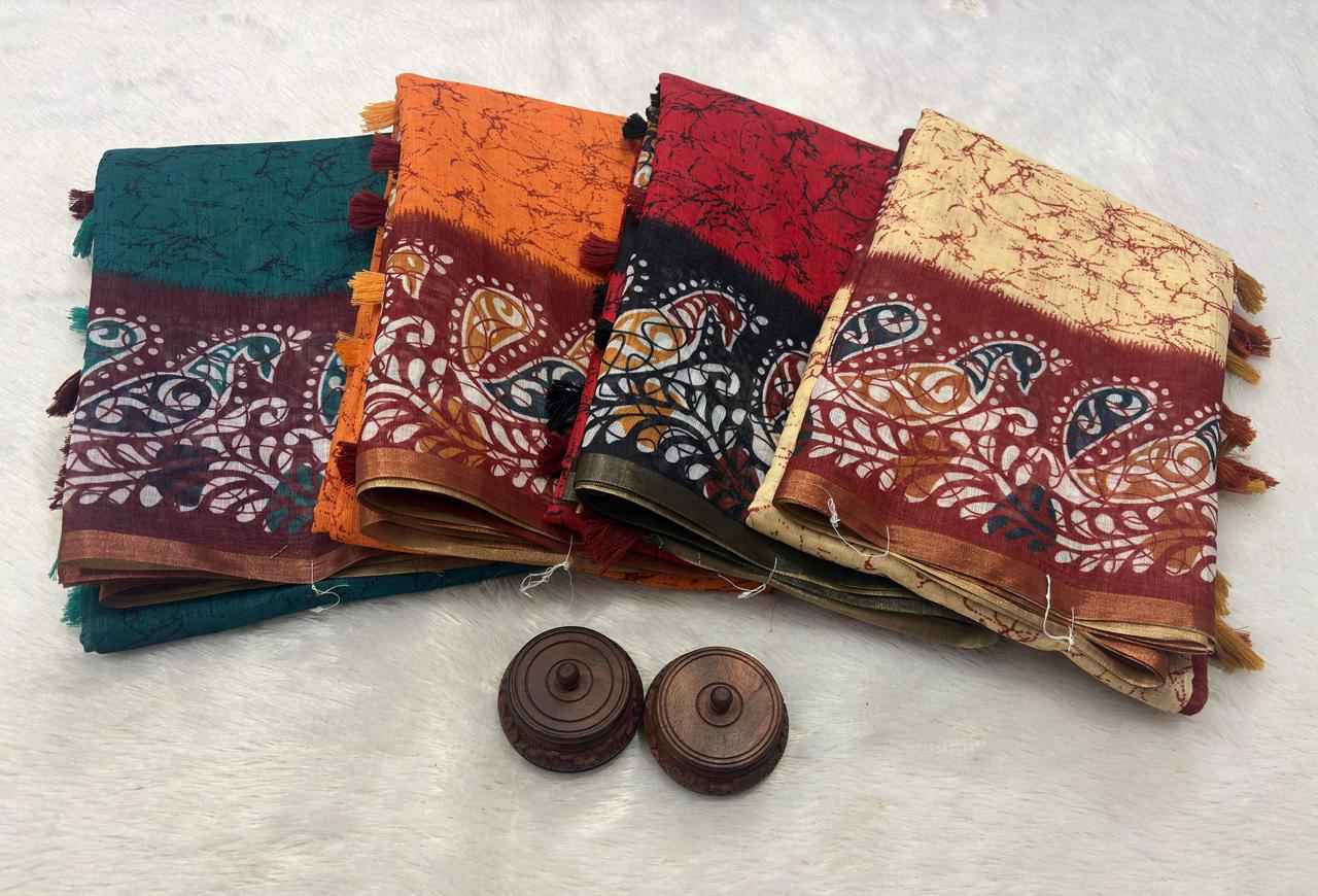 PURE LINEN COTTON DIGITAL PRINTED ZARI WEAVING SAREE 1 AT WHOLESALE PRICE