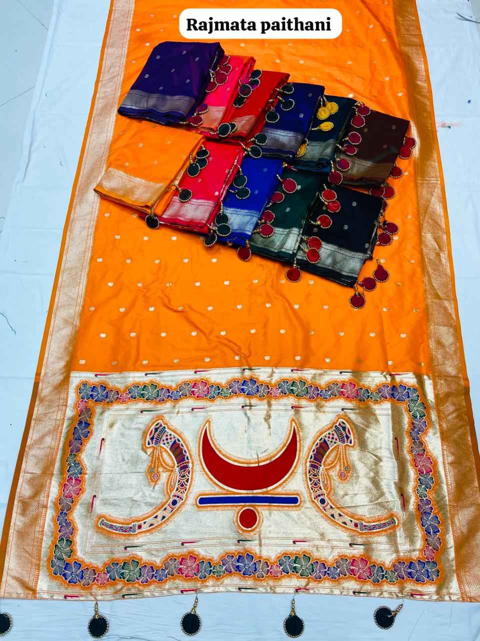 PURE SOFT BANARASI SILK RAJMATA CHANDRACOR PAITHANI SAREE AT WHOLESALE PRICE 