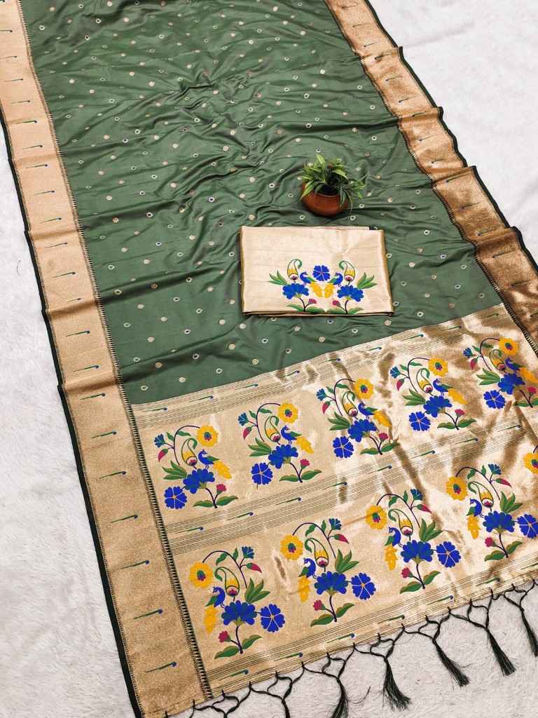 PURE SOFT BANARASI SILK ZARI WEAVING MUNIYA PAITHANI SAREE AT WHOLESALE PRICE