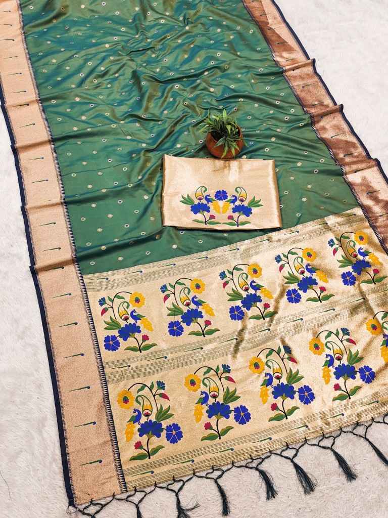 PURE SOFT BANARASI SILK ZARI WEAVING MUNIYA PAITHANI SAREE AT WHOLESALE PRICE