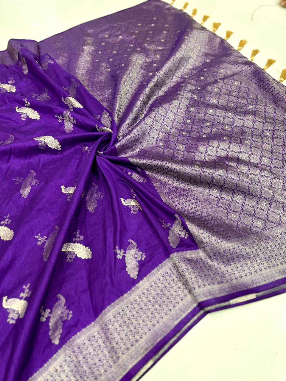 PURE SOFT DOLLA KHADI SILK RICH ZARI PICHWAI WOOVEN SAREE AT WHOLESALE PRICE 