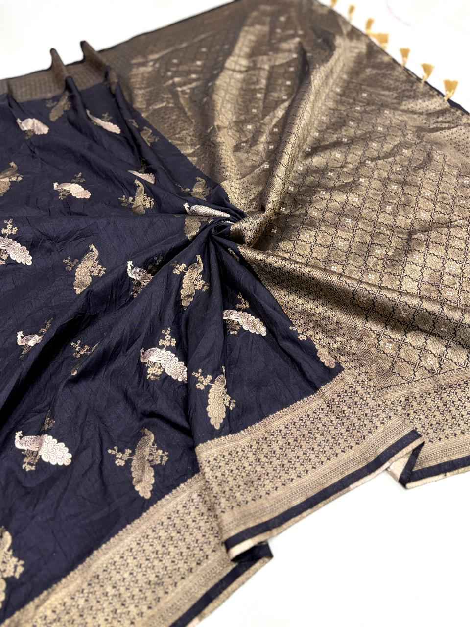 PURE SOFT DOLLA KHADI SILK RICH ZARI PICHWAI WOOVEN SAREE AT WHOLESALE PRICE 