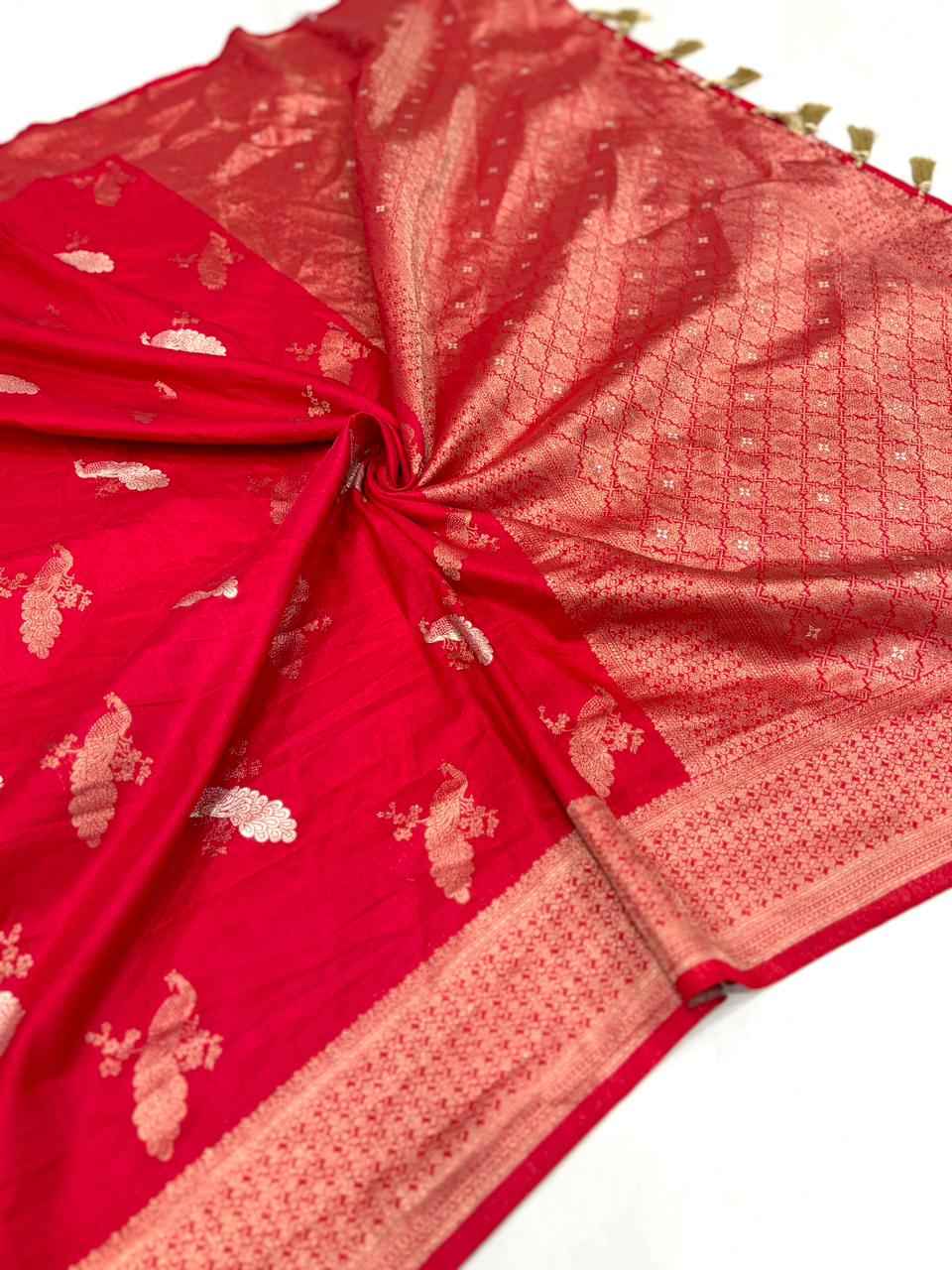 PURE SOFT DOLLA KHADI SILK RICH ZARI PICHWAI WOOVEN SAREE AT WHOLESALE PRICE 