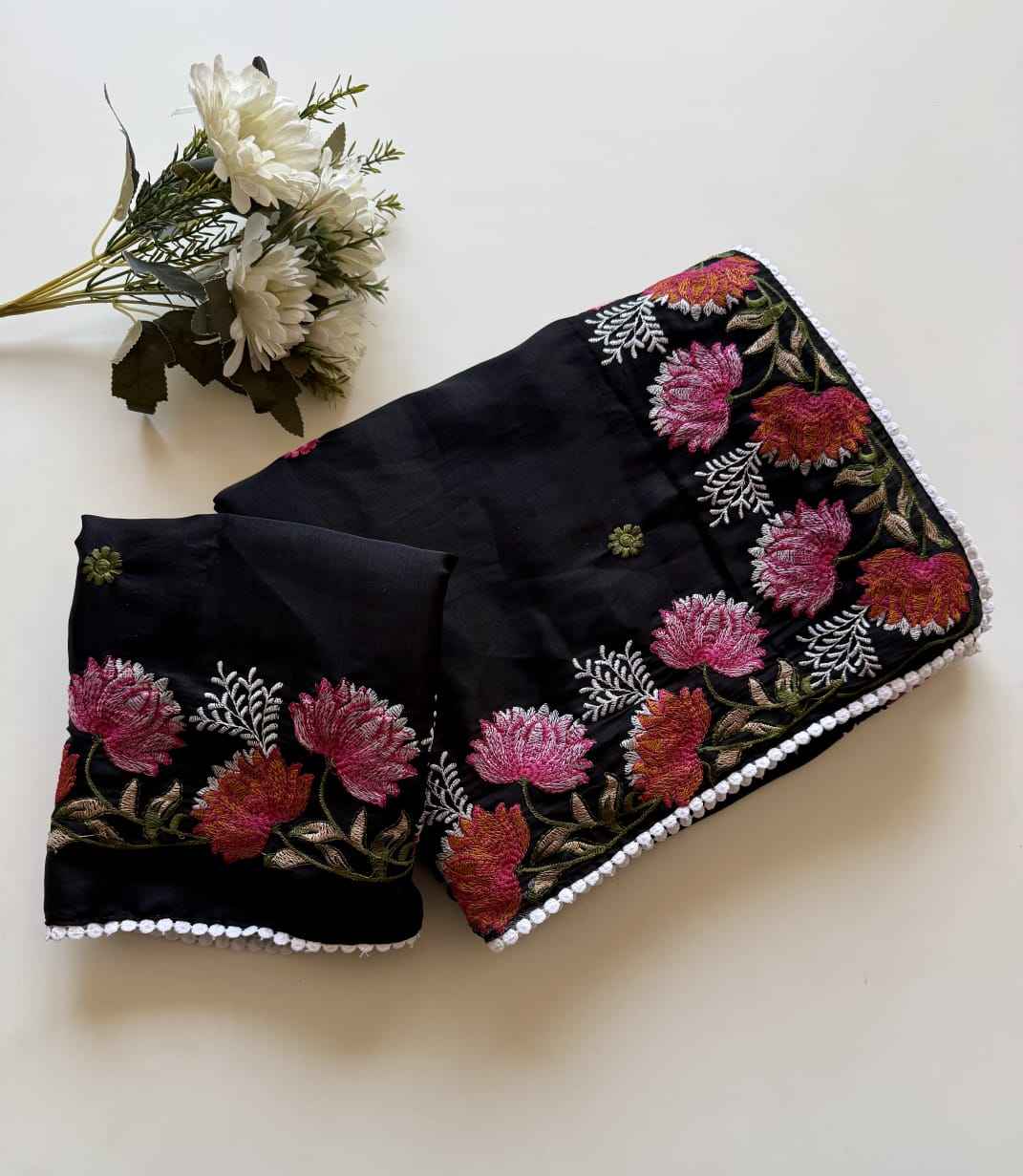 PURE TUSSAR SILK VISCOS THREAD EMBROIDERY WORK SAREE AT WHOLESALE PRICE