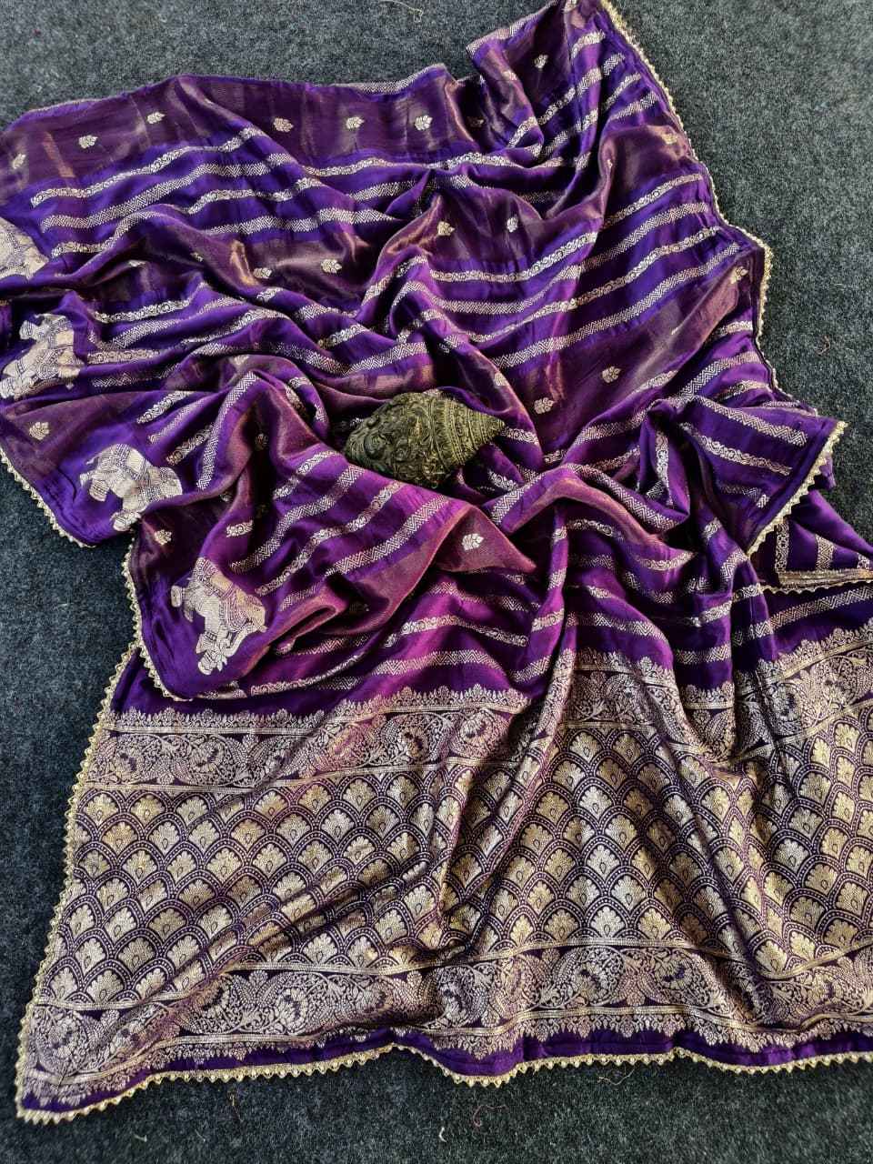 PURE VISCOSE GEORGATE RICH ELEPHANT WEAVED SAREE AT WHOLESALE PRICE  