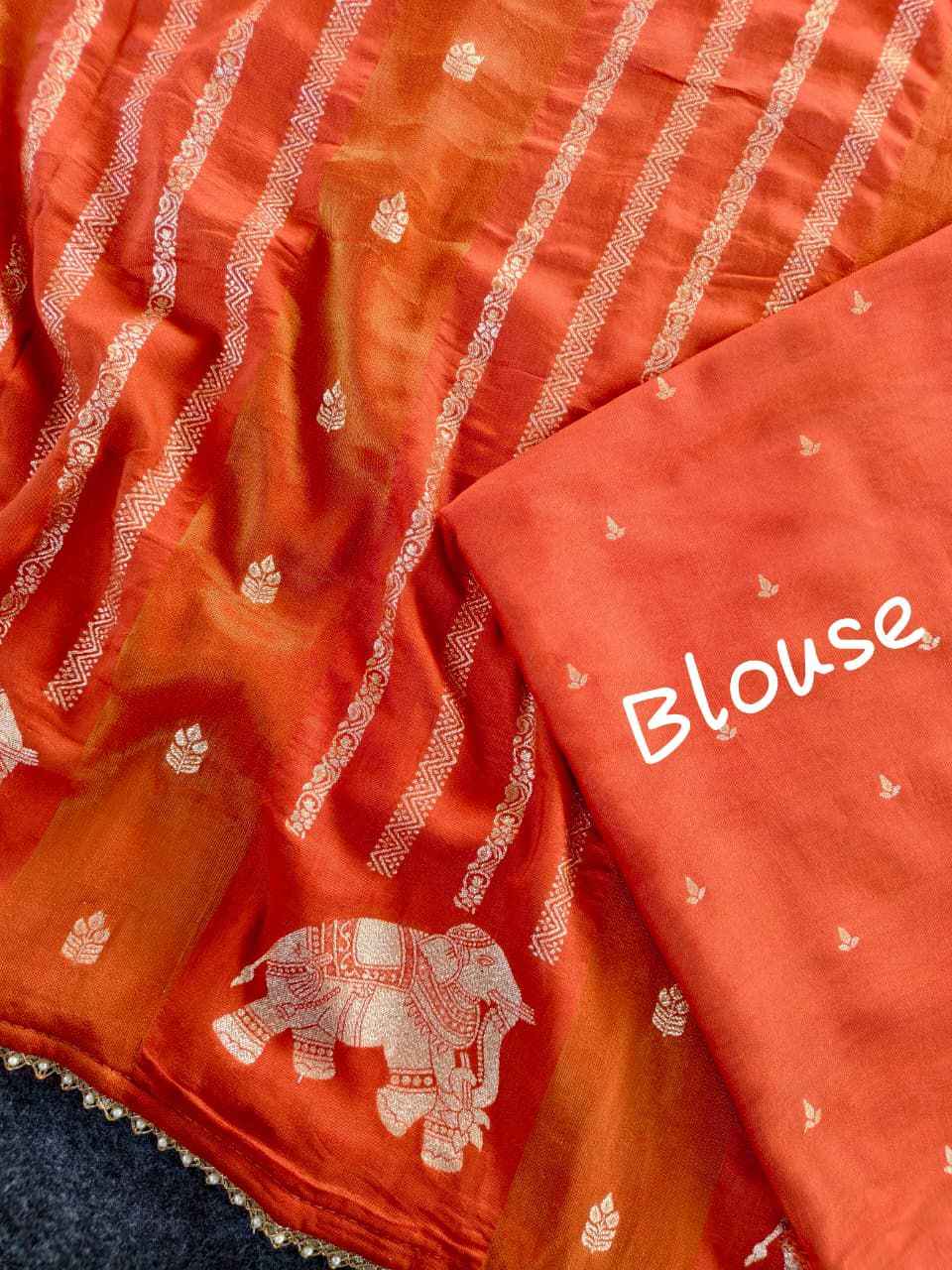 PURE VISCOSE GEORGATE RICH ELEPHANT WEAVED SAREE AT WHOLESALE PRICE  