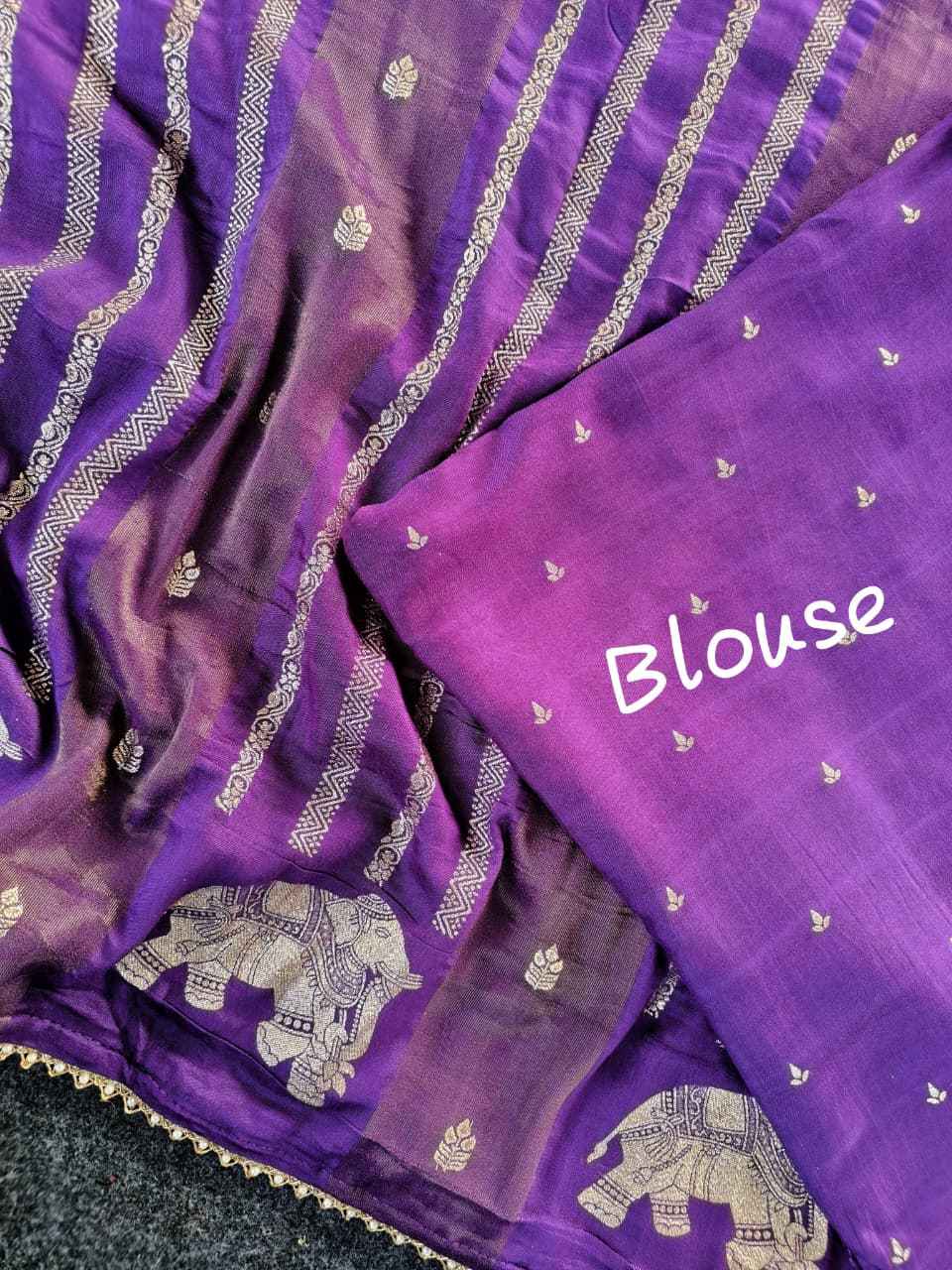 PURE VISCOSE GEORGATE RICH ELEPHANT WEAVED SAREE AT WHOLESALE PRICE  
