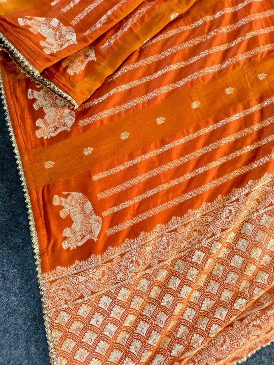 PURE VISCOSE GEORGATE RICH ELEPHANT WEAVED SAREE AT WHOLESALE PRICE  