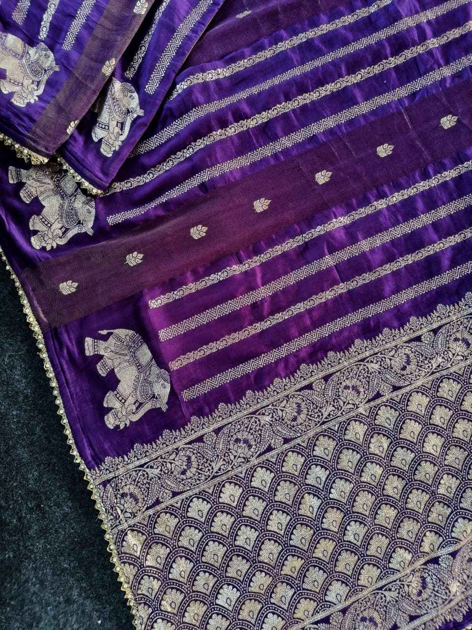 PURE VISCOSE GEORGATE RICH ELEPHANT WEAVED SAREE AT WHOLESALE PRICE  