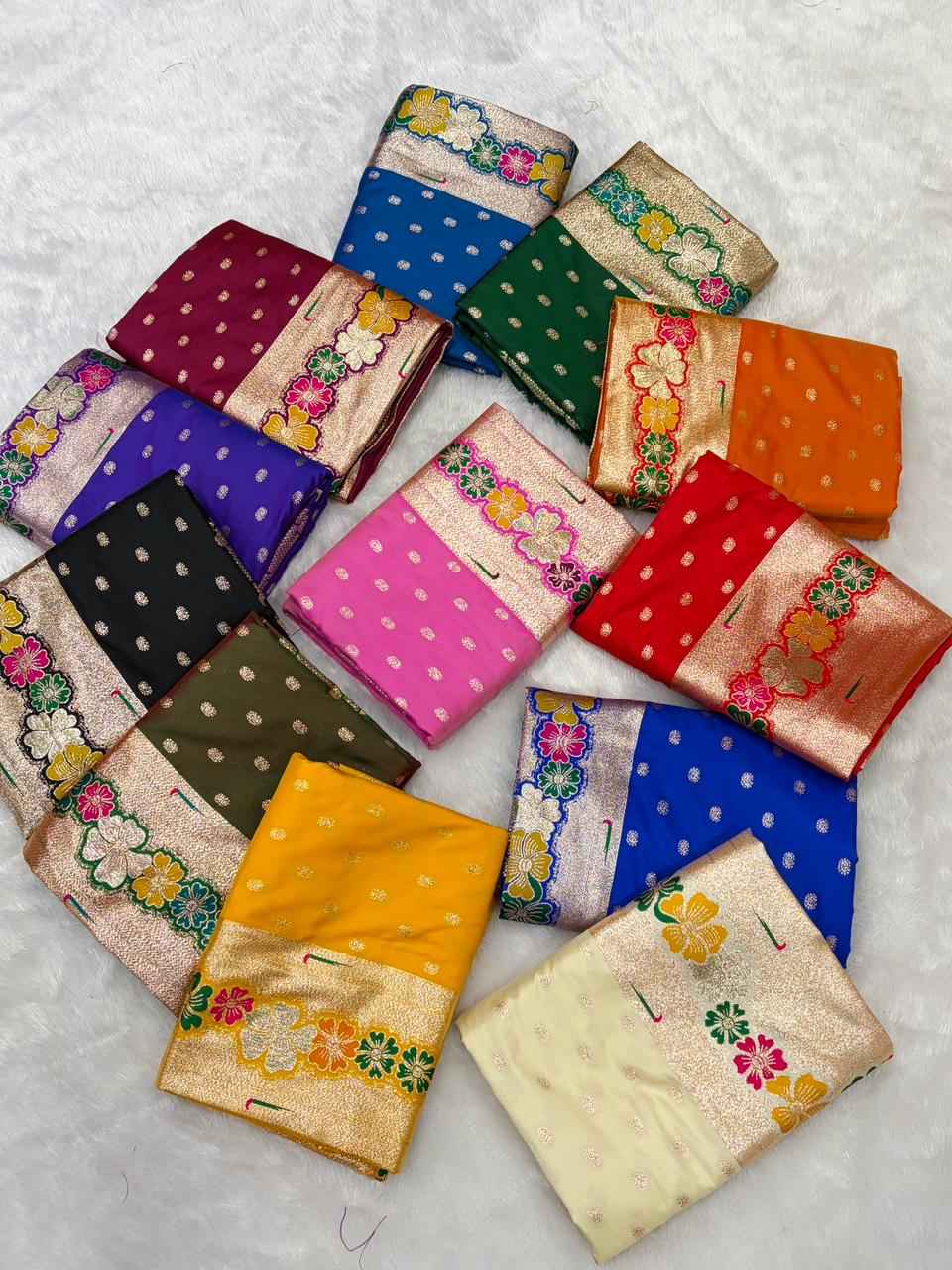 RAJMATA SOFT PAITHANI SILK ZARI MEENAKARI WEAVING SAREE AT WHOLESALE PRICE  